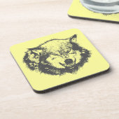 Angry Wolf in Black Drankjes Onderzetter (Linkerzijde)