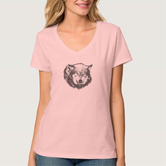 Angry Wolf in Black T-shirt (Voorkant)