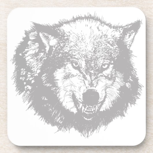 Angry Wolf in Gray Onderzetter (Voorkant)