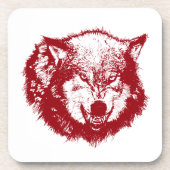 Angry Wolf in Red Bier Onderzetter (Voorkant)