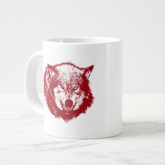 Angry Wolf in Red Grote Koffiekop (Links)