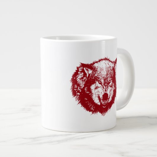 Angry Wolf in Red Grote Koffiekop (Voorkant rechts)