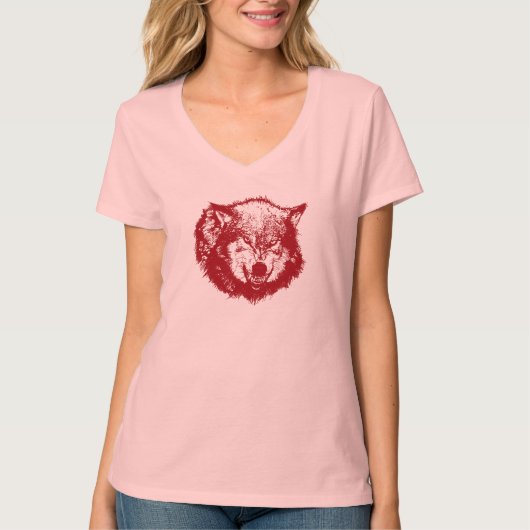 Angry Wolf in Red T-shirt (Voorkant)