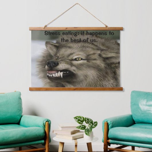 Angry wolf met zijn tanden... hangend wandkleed (Woonkamer)