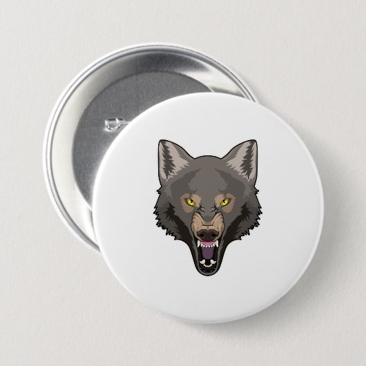 Angry Wolf Ronde Button 7,6 Cm (Voorkant /achterkant)
