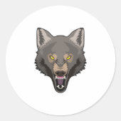 Angry Wolf Ronde Sticker (Voorkant)