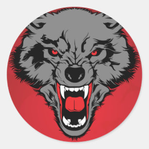 Angry Wolf Ronde Sticker