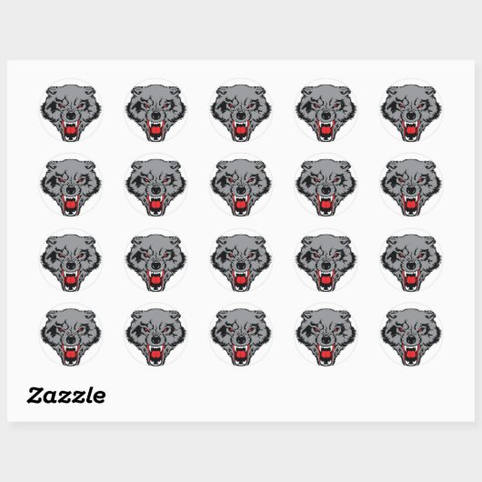 Angry Wolf Ronde Sticker (Vel)
