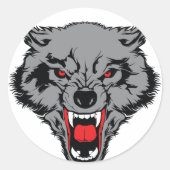 Angry Wolf Ronde Sticker (Voorkant)