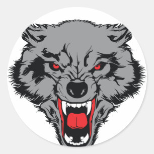 Angry Wolf Ronde Sticker