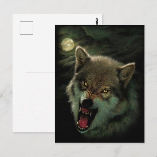 Angry Wolf schilderij Briefkaart (Voorkant / Achterkant)