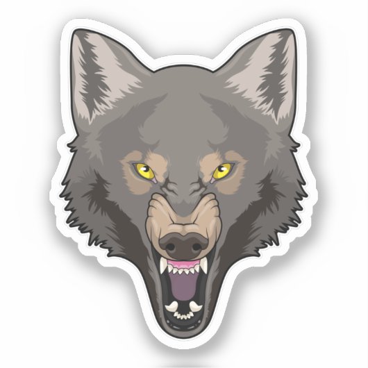 Angry Wolf Sticker (Voorkant)