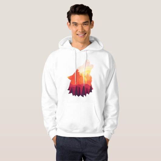Angry wolf tekening hoodie (Voorkant volledig)