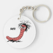 Angry Worm Tekening Sarcastische zin Zak Charm Sleutelhanger (Achterkant)