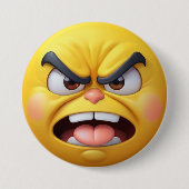 Angry Yellow 3D Effect Emoji Ronde Button 7,6 Cm (Voorkant)