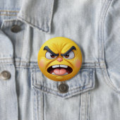 Angry Yellow 3D Effect Emoji Ronde Button 7,6 Cm (In situ)