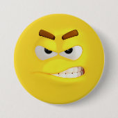 Angry Yellow 3D-effect Emoji Ronde Button 7,6 Cm (Voorkant)