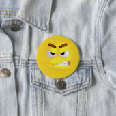 Angry Yellow 3D-effect Emoji Ronde Button 7,6 Cm (In situ)