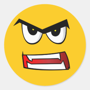 Angry Yellow Emoji Ronde Sticker