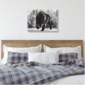 Angry zwarte wolf canvas afdruk (Insitu (Slaapkamer))