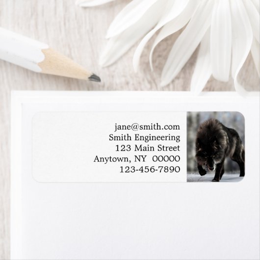 Angry zwarte wolf etiket (Insitu)