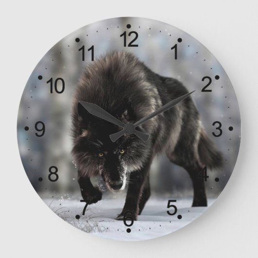 Angry zwarte wolf grote klok (Voorkant)