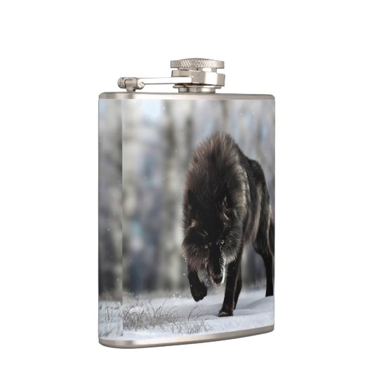 Angry zwarte wolf heupfles (Rechts)