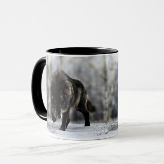 Angry zwarte wolf mok (Voorkant links)