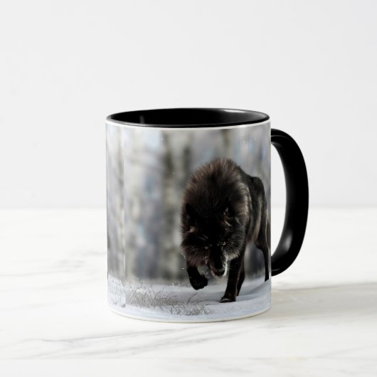 Angry zwarte wolf mok (Voorkant rechts)