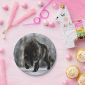 Angry zwarte wolf papieren bordje (Feest)