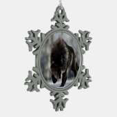 Angry zwarte wolf tin sneeuwvlok ornament (Links)