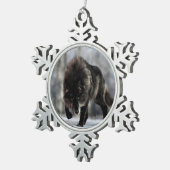 Angry zwarte wolf tin sneeuwvlok ornament (Rechts)