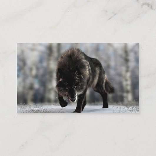 Angry zwarte wolf visitekaartje (Achterkant)