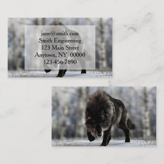 Angry zwarte wolf visitekaartje (Voorkant / Achterkant)