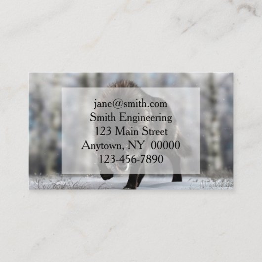 Angry zwarte wolf visitekaartje (Voorkant)