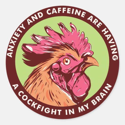 Angst en Cafeïne Ronde Sticker (Voorkant)