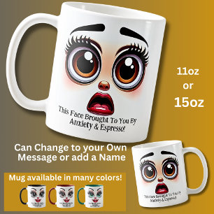 Angst En Espresso, Fantastische Ogen Grappig Gezic Koffiemok