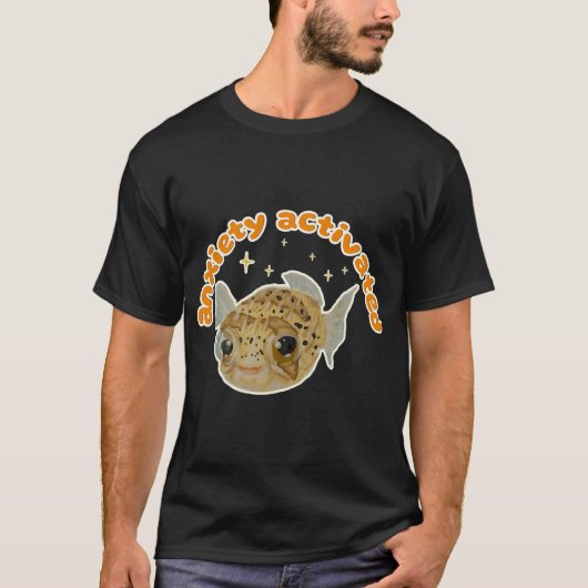 Angst Geactiveerde Popcorn de Egelveervis T-shirt (Voorkant)