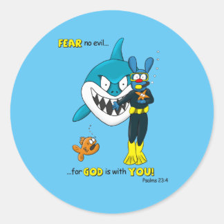 Angst Geen boze haai Tbone stickers etiket