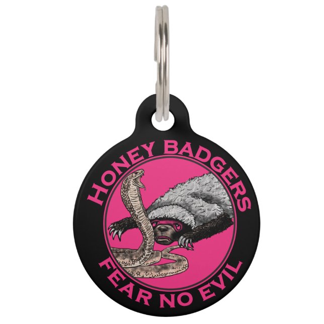 Angst Geen boze roze honingbaasjes Huisdierpenning (Voorkant)