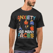 Angst heeft veel gezichten, grappige angst heeft v t-shirt (Voorkant)
