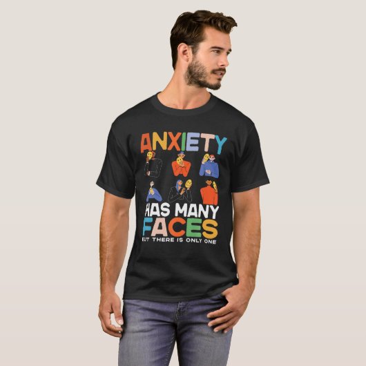 Angst heeft veel gezichten, grappige angst heeft v t-shirt (Voorkant volledig)