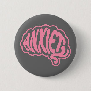 angst in de hersenen ronde button 5,7 cm