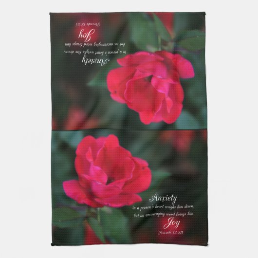 Angst in het hart -Joy Roos vers van Spreuken Theedoek (Verticaal)