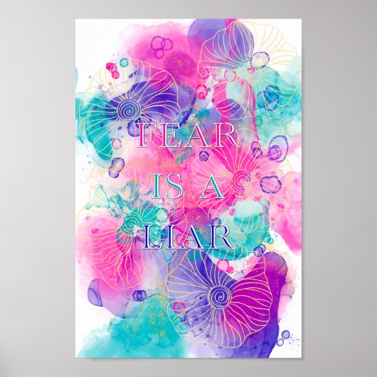 Angst is een leugenaar - Motivatie Poster (Voorkant)