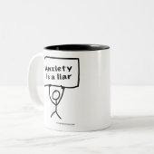 Angst is een leugenaar tweekleurige koffiemok (Voorkant links)