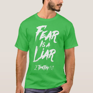 Angst is een leugenaar uit de witte tekst van Timo T-shirt