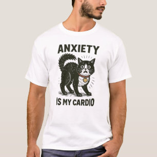 Angst Is Mijn Cardio Grappige Kat Paniek T-shirt