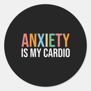 Angst is mijn cardio retro mentaal gezondheidsbewu ronde sticker