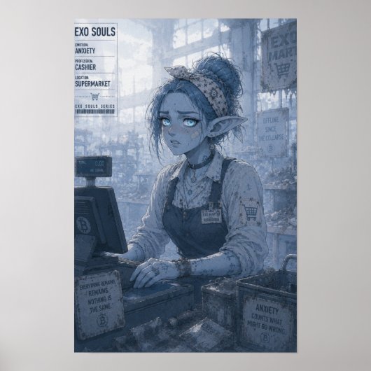 Angst / Kassière / Supermarktposter Poster (Voorkant)